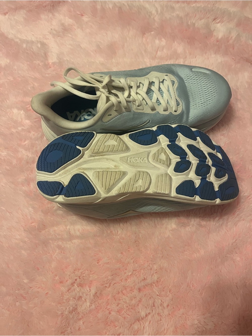 Hoka Men's Pale Blue and White Running Sneakers